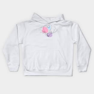 Heart Shaped Hand Draw One Continuous Line Kids Hoodie